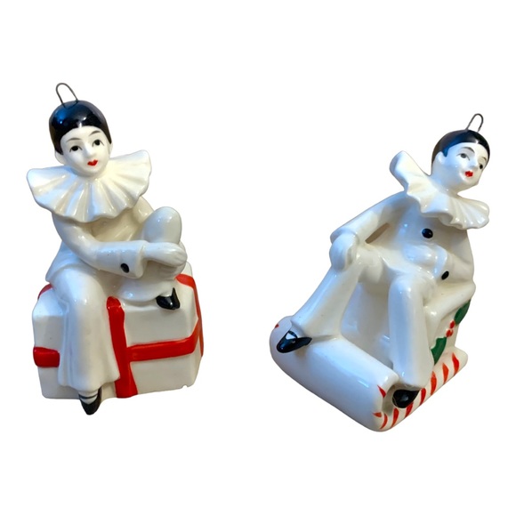 ADD-ON NWT Mime Doll Ceramic Christmas Tree Ornament Decor Set of Two - Picture 4 of 7
